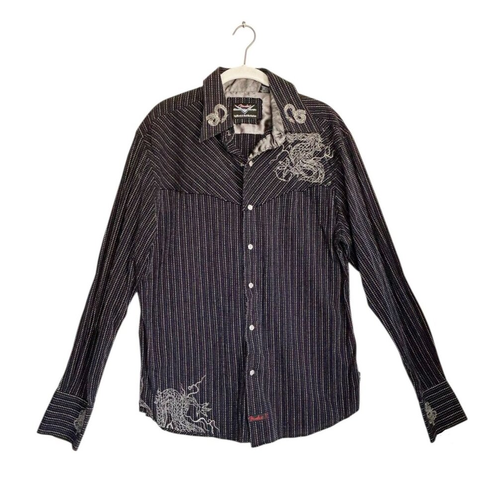 Fender Rock & Roll Religion Men's Embroidered Long Sleeve Shirt in Black - Sz M